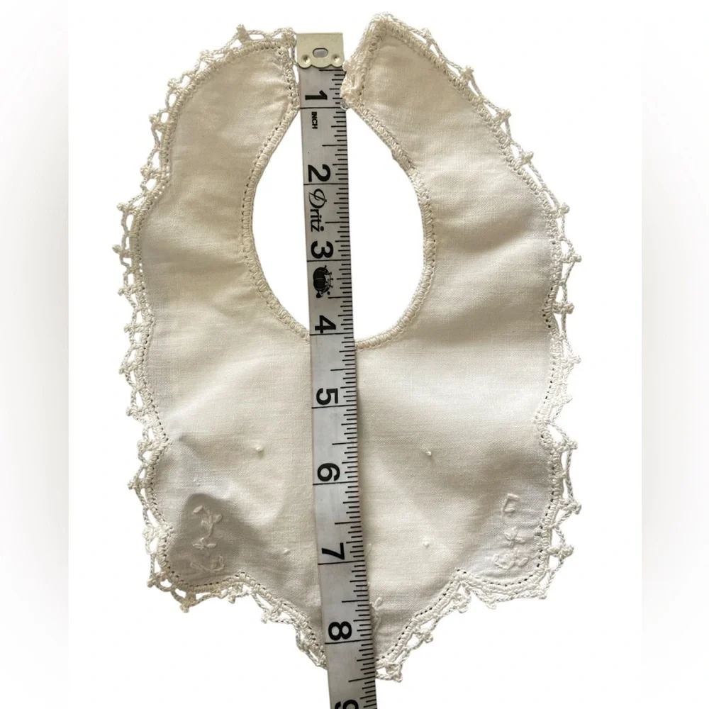 Heirloom Embroidered Lace-Trim Baby Bib
